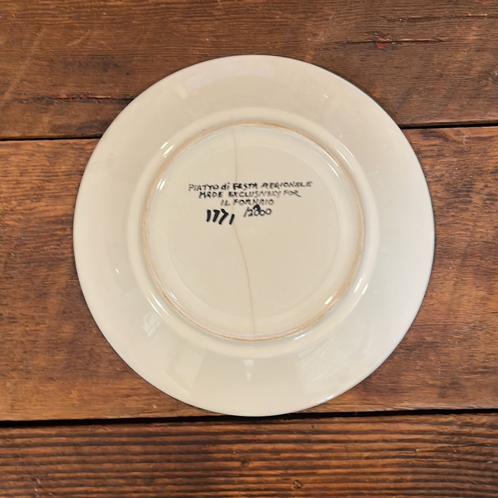 IL FORNAIO FESTA REGIONALE 2000 VINTAGE ITALIAN COLLECTIBLE PLATE #1171/2000 - Picture 4 of 6